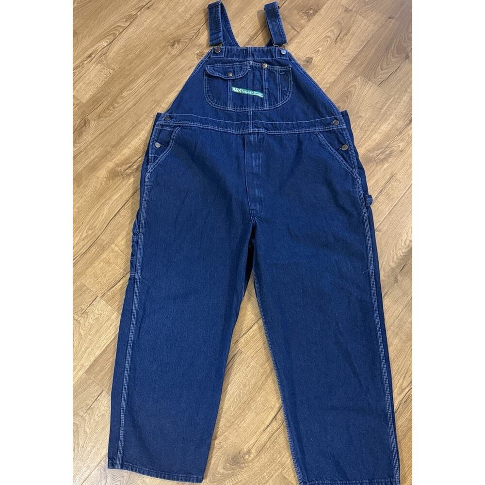 Vintage Key Imperial Men's Blue Denim Bib Overalls CarpenterWorkwear Size 44/46